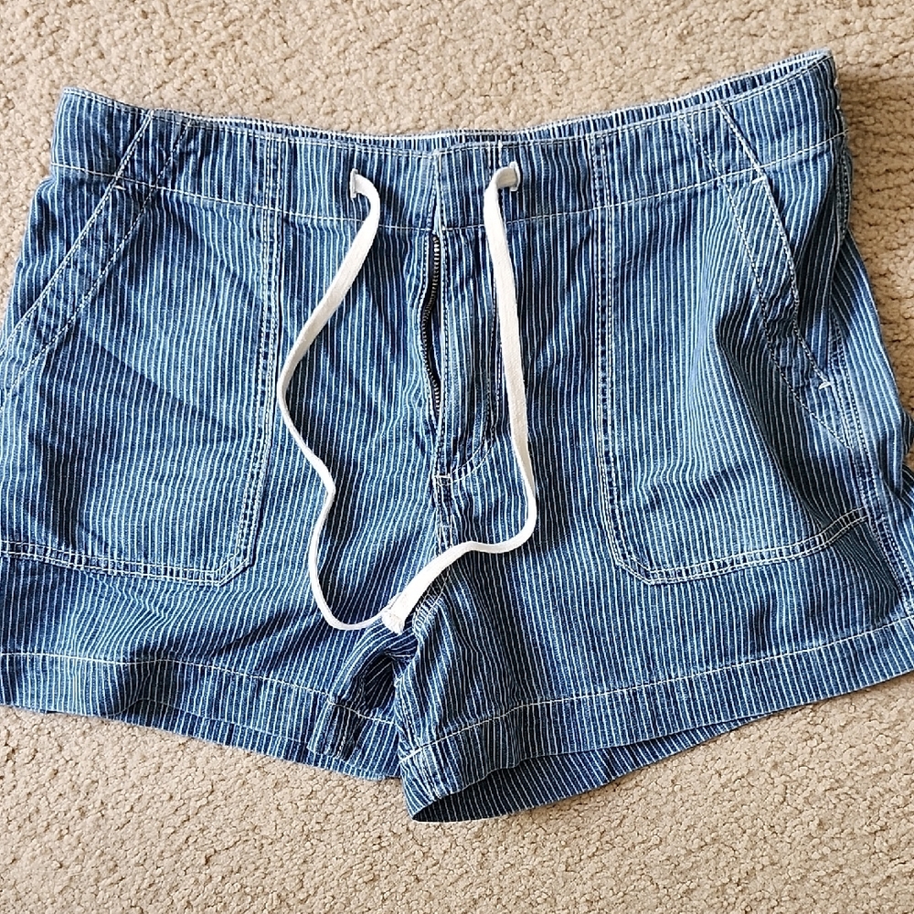 LOFT Blue Pinstriped Jean Shorts